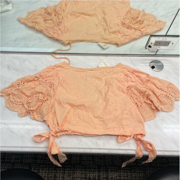 [Free people] Tangerine Embroidery Lace Crop Blouse Top - Picture 8 of 11